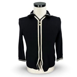 St John Collection Zip Up Knit Polo Collar Sweater Jacket Size 2